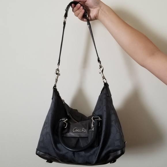 Coach Handbags - Coach Signature Charcoal Shoulder Bag